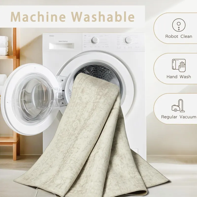 Srugn Ultra Soft Faux Wool Retro Dining Room Rug